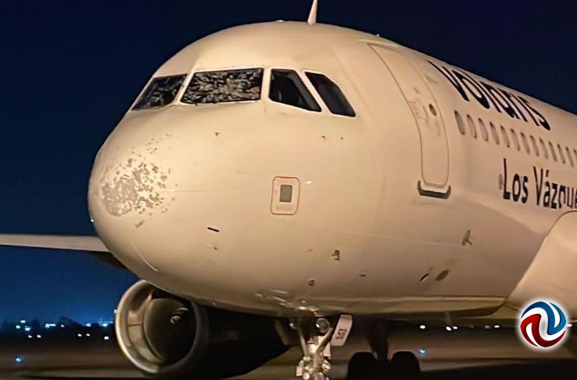 Aterriza de emergencia vuelo de Tijuana a Monterrey; sufre daños por tormenta y granizo