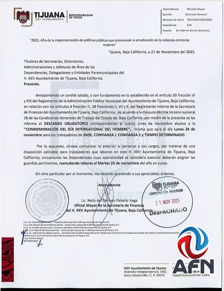 Cerrará Palacio el lunes por ¡El Día internacional del Hombre!