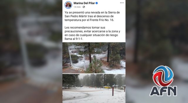 Recomiendan no viajar a la Sierra de San Pedro Mártir por nevadas