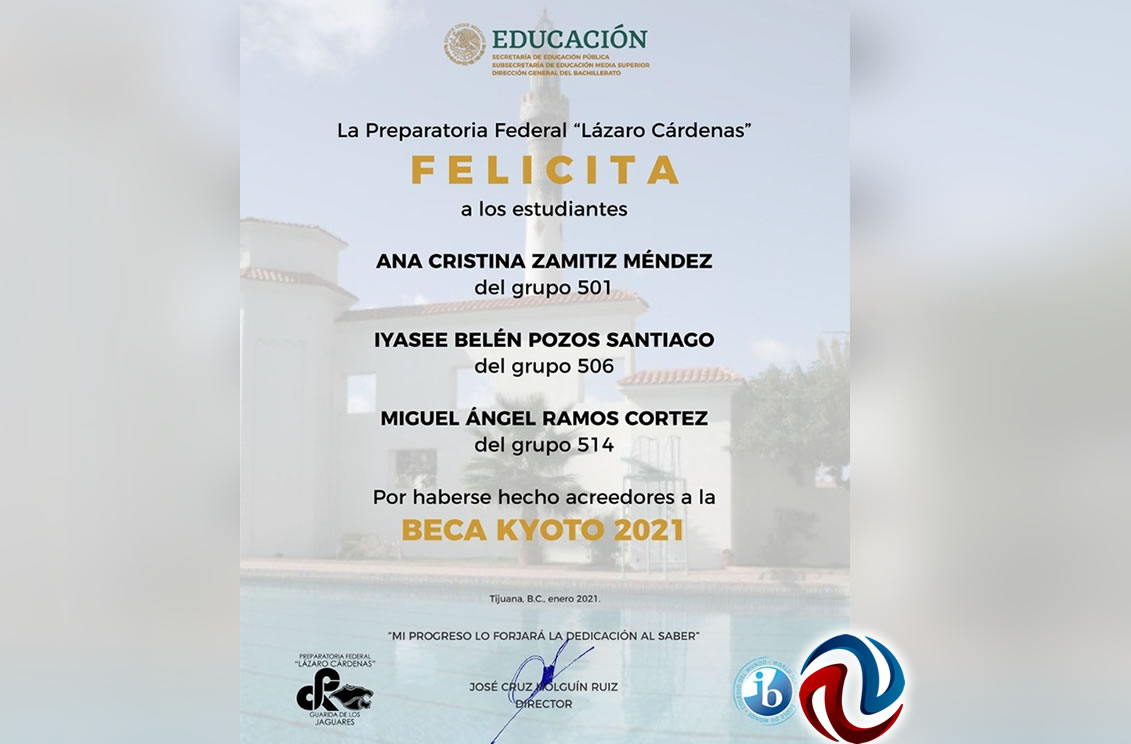 Estudiante de la Lázaro en Tijuana gana Beca Kyoto 