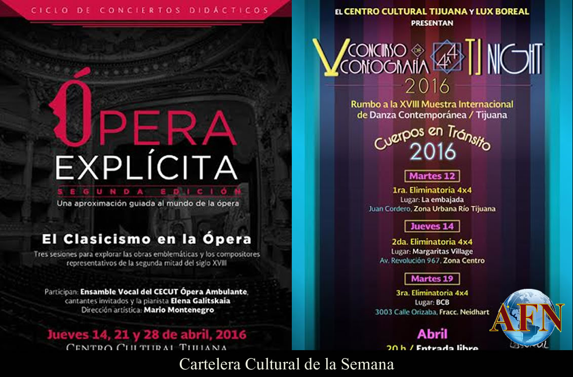 Cartelera Cultural 13 al 20 Abril 2016