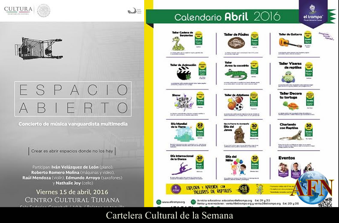 Cartelera Cultural 13 al 20 Abril 2016