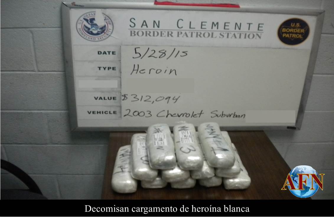 Decomisan cargamento de heroína blanca