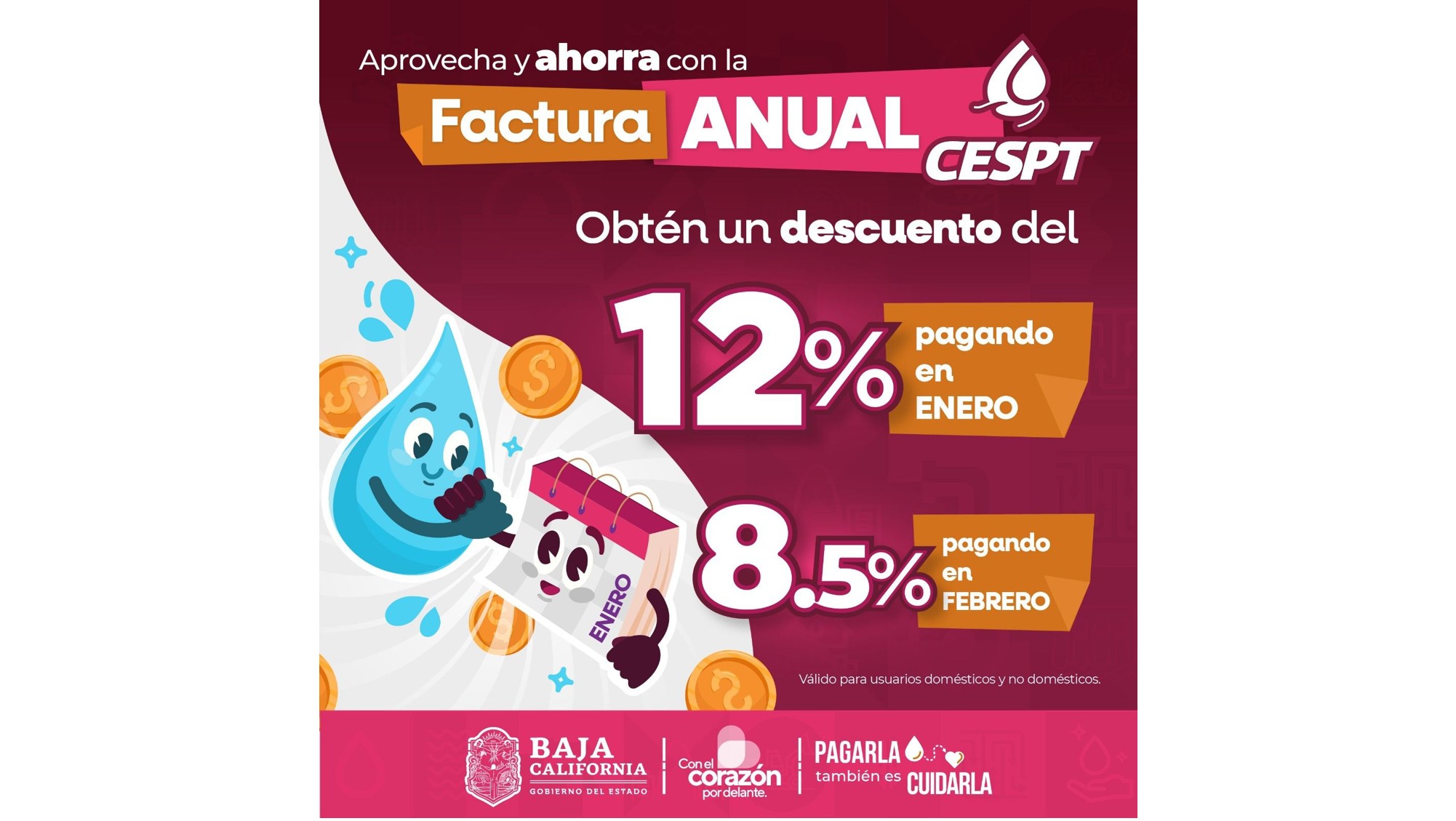 Otorgará la Cespt descuento en el pago anual o semestral