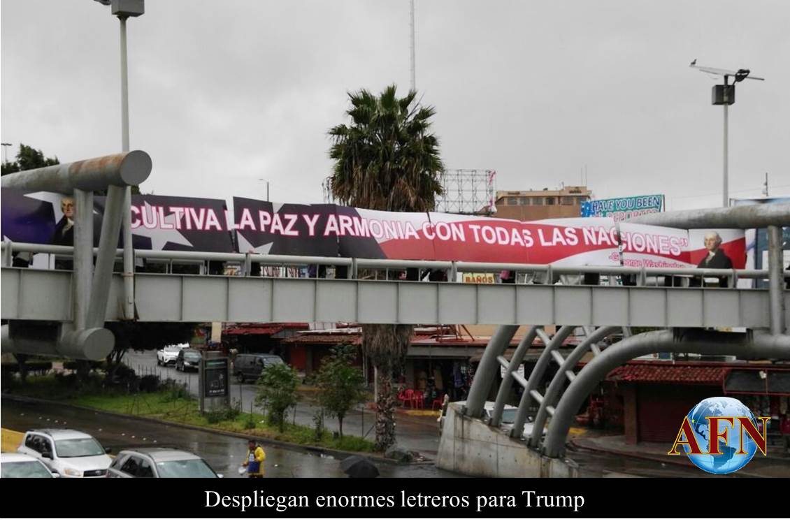 Despliegan enormes letreros para Trump 