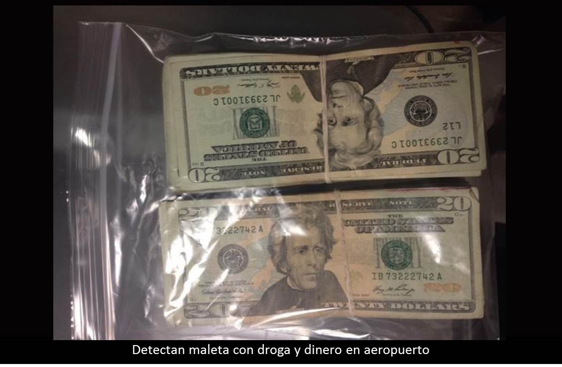 Detectan maleta con droga y dinero en aeropuerto