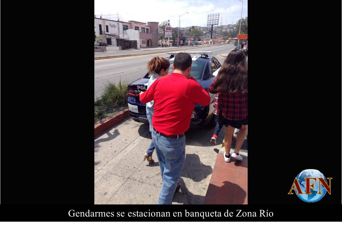 Gendarmes se estacionan en banqueta de Zona Río 
