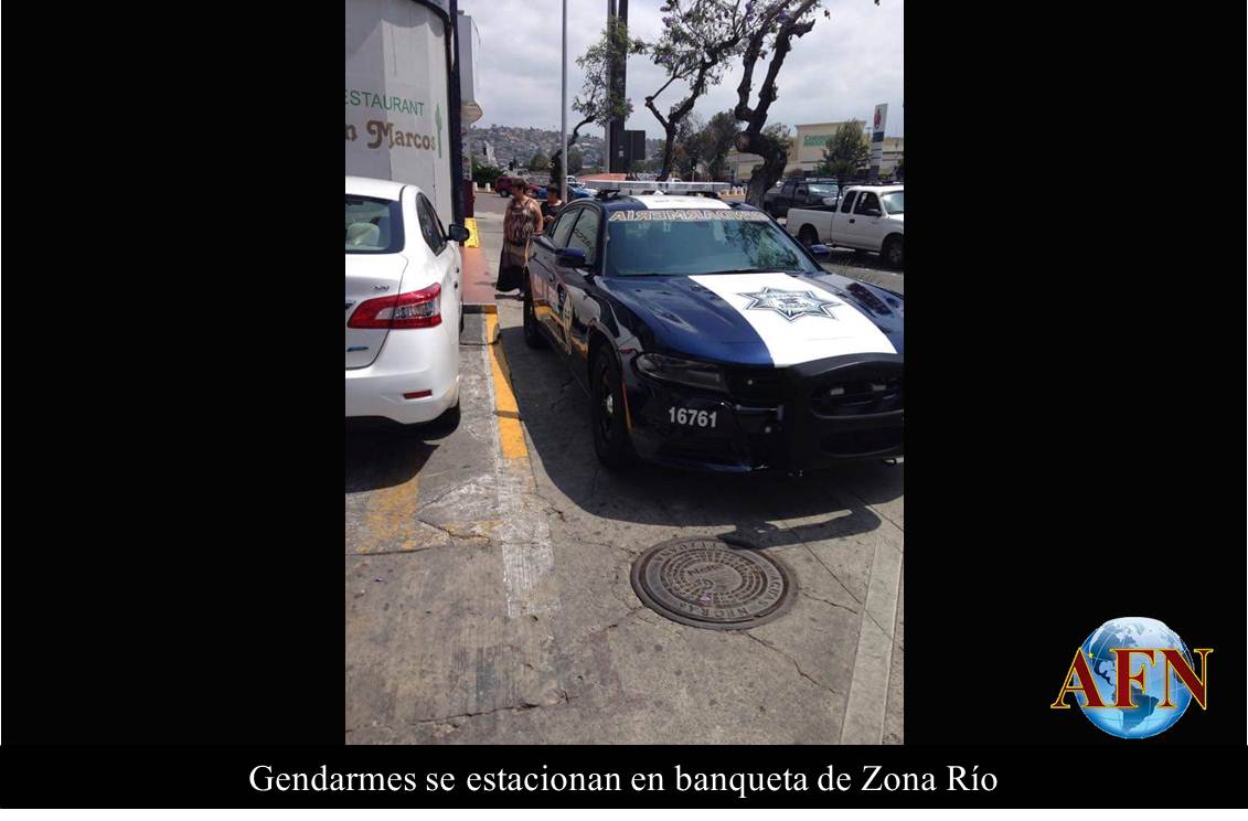 Gendarmes se estacionan en banqueta de Zona Río 
