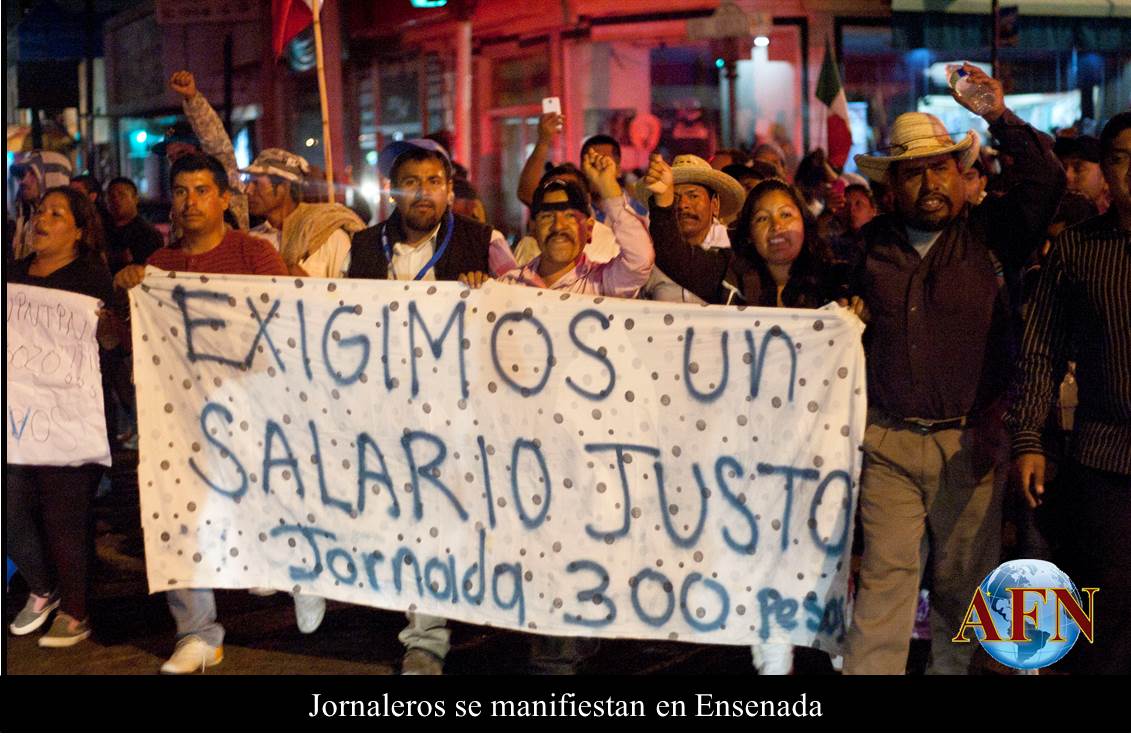 Jornaleros se manifiestan en Ensenada