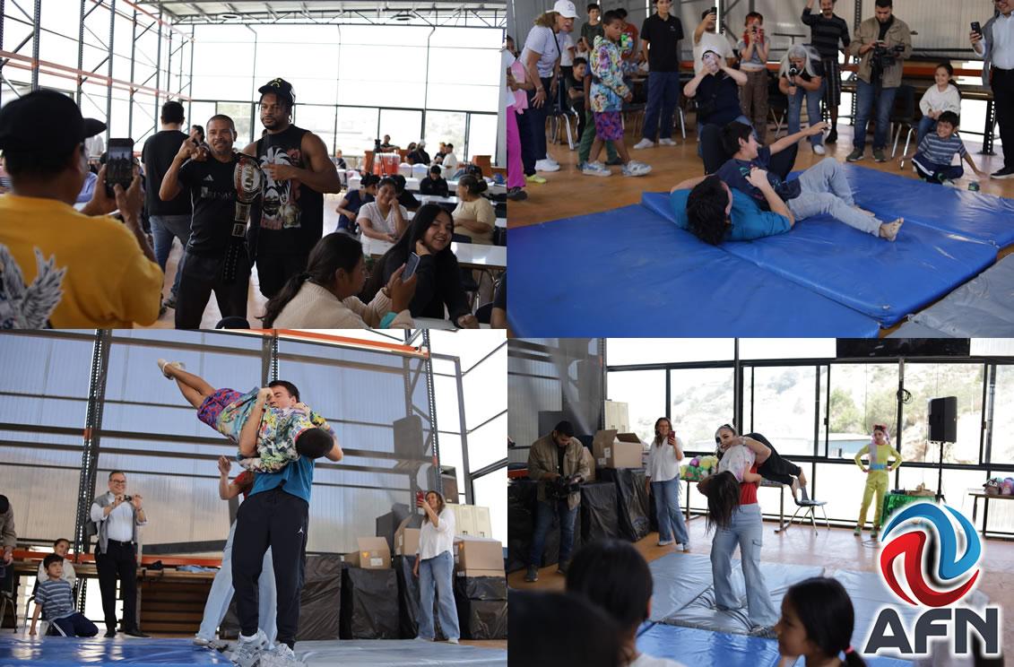 Más de 200 niños de un albergue convivieron con luchadores profesionales