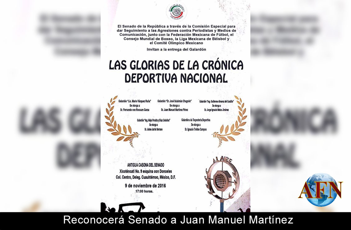 Reconocerá Senado a Juan Manuel Martínez