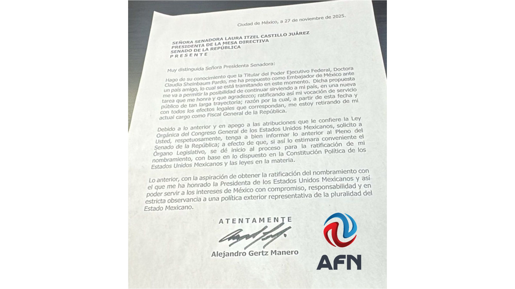 Se confirma salida de Gertz Manero a la FGR; va de embajador a un país amigo