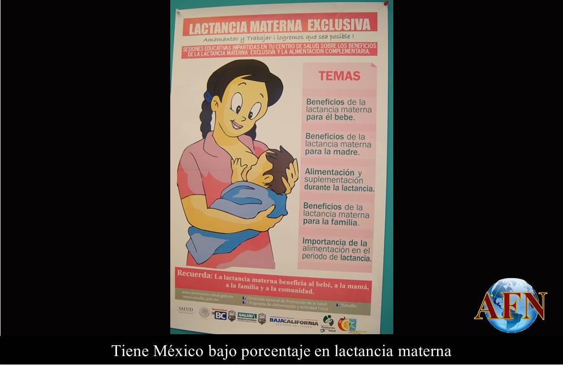 Tiene México bajo porcentaje en lactancia materna