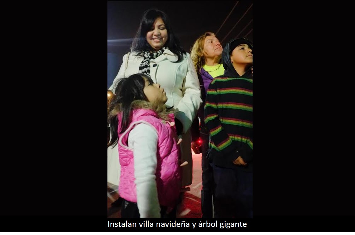 Instalan villa navideña y árbol gigante