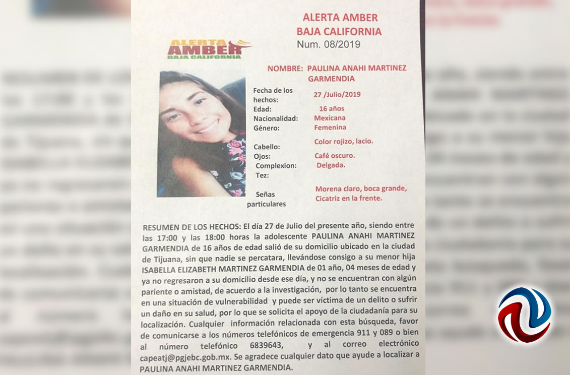 Emiten alerta Amber por menor de edad y su hija