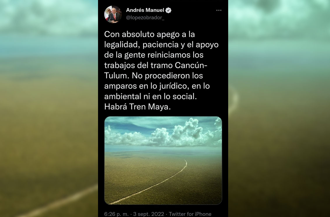 Habrá Tren Maya; presume AMLO revés a amparos