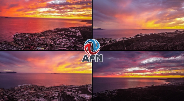 Atardece en Ensenada con cielos rojizos y dorados