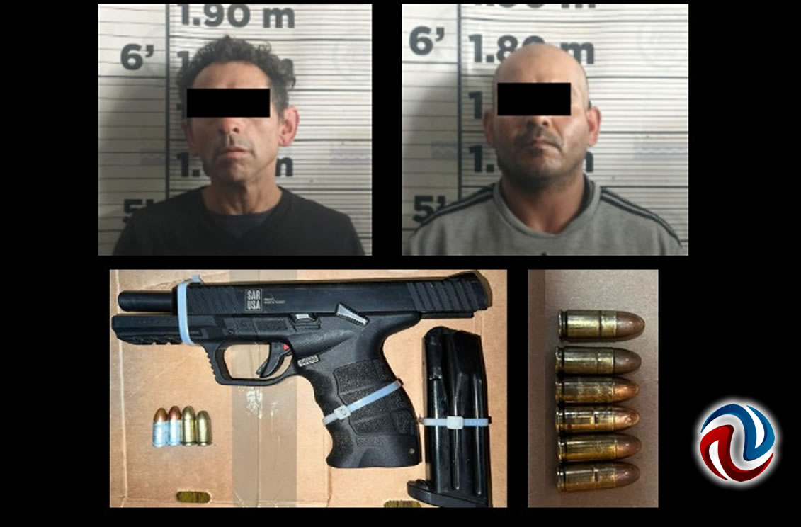 Detienen a dos hombres en posesión de un arma de fuego y cartuchos útiles