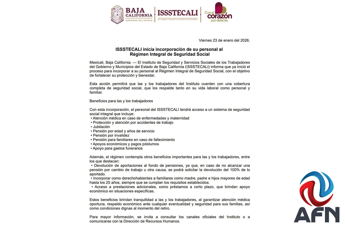 Director de Issstecali afirma que incorporarán al personal al régimen integral de seguridad social
