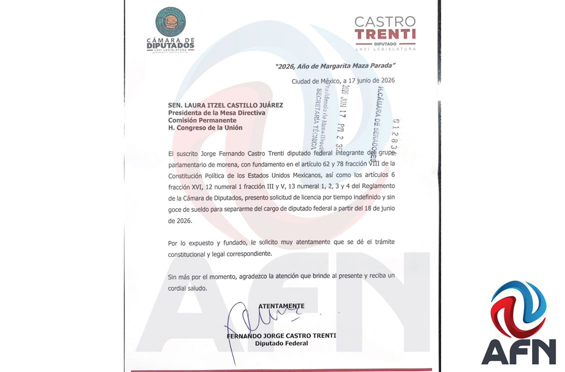 Monreal anuncia que Castro Trenti pedirá licencia y se registrará 