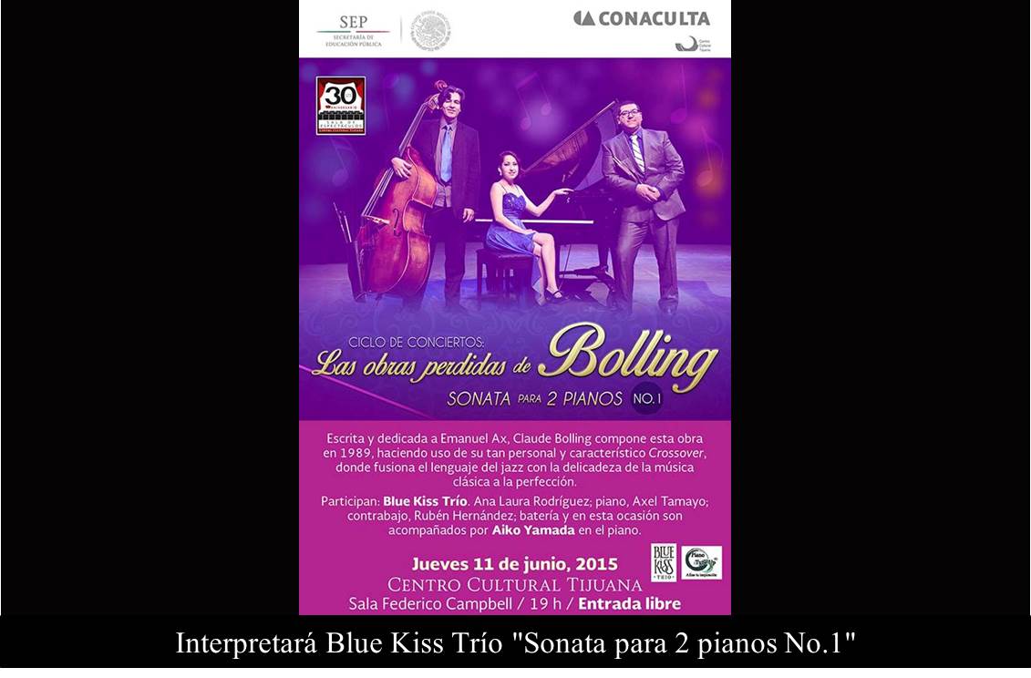 Interpretará Blue Kiss Trío Sonata para 2 pianos No.1 