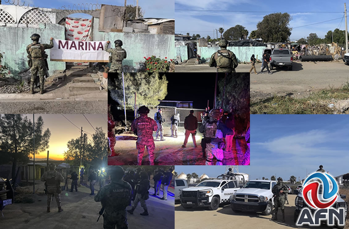 Decomisan droga, vehículos y combustible en diversos cateos en BC; hay 18 detenidos