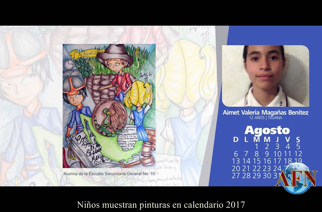 Niños muestran pinturas en calendario 2017