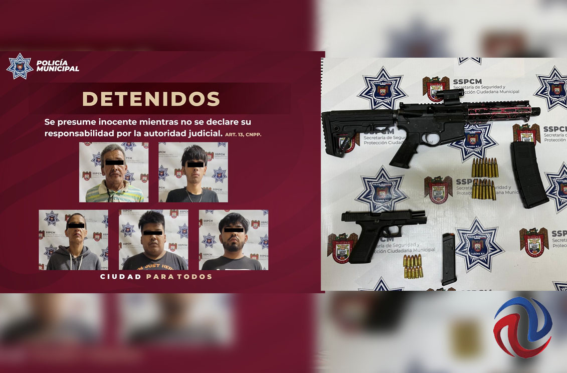 Detienen a seis hombres con un fusil de asalto y una pistola