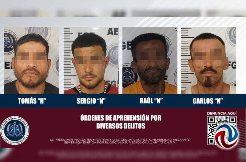 La FGE cumplió órdenes de aprehension contra cuatro personas